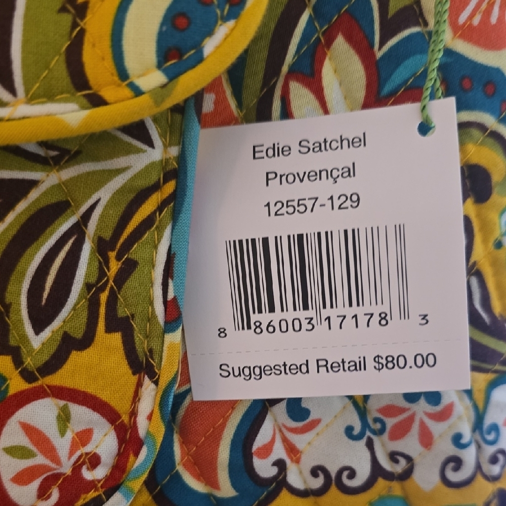 Vera Bradley Yellow Shoulder Bag Edie Satchel Provencal - Picture 2 of 5